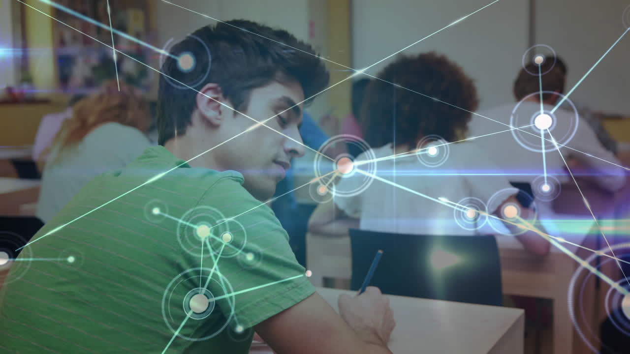 animación de las conexiones entre los estudiantes en un aula