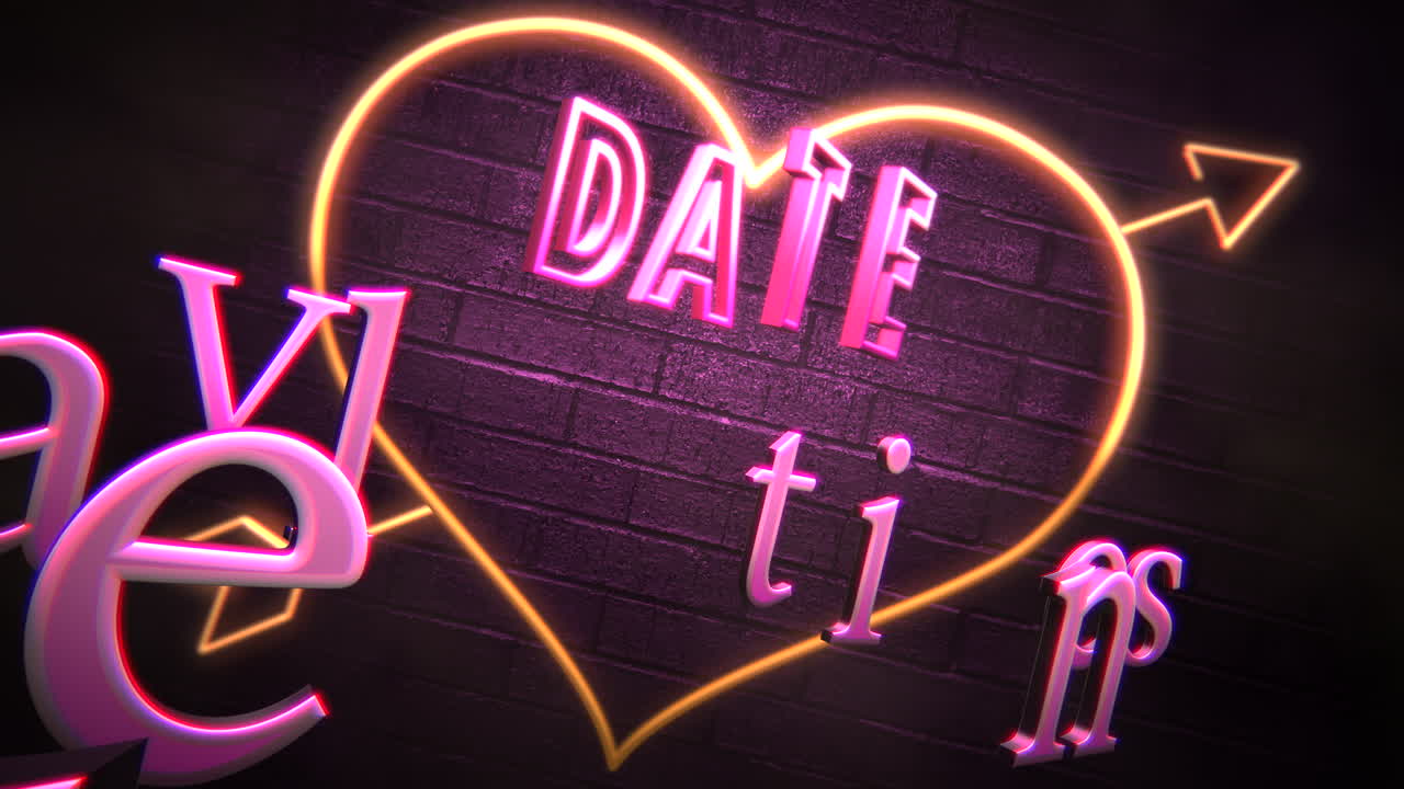 texto de fecha de san valentín y corazón romántico de movimiento en el día de san valentín 1