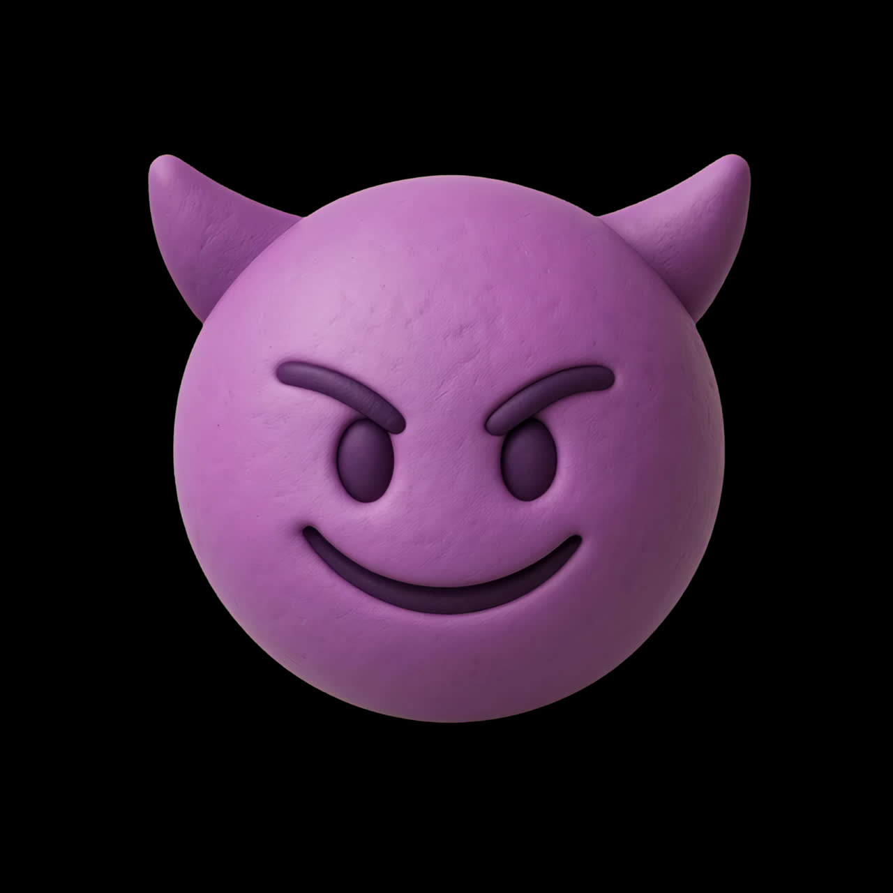 Purple devil emoji expression animation isolated asset, transparent 4K video, alpha channel, ProRes