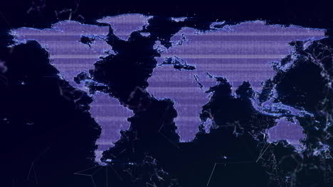 animación del procesamiento de datos digitales sobre el mapa del mundo.