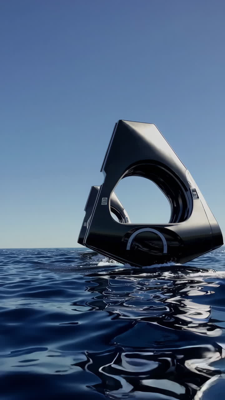 Imbarcazione nera futuristica sull'oceano