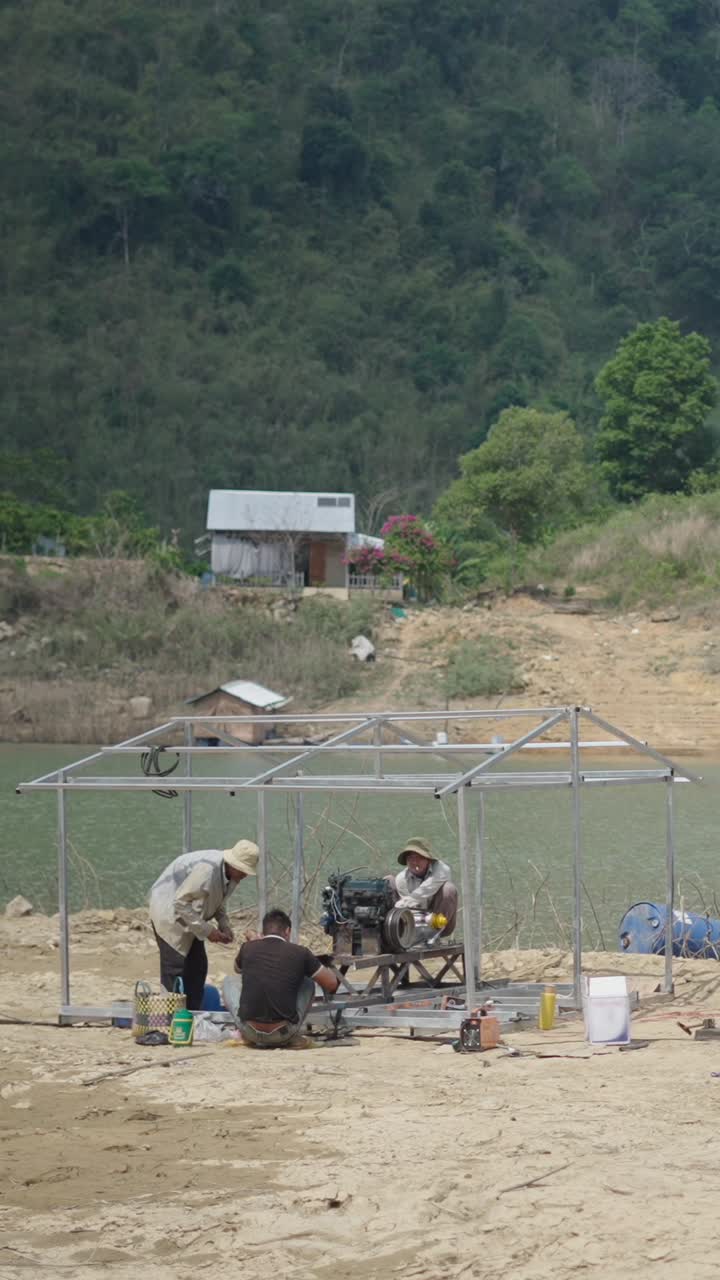 Construction near a lake