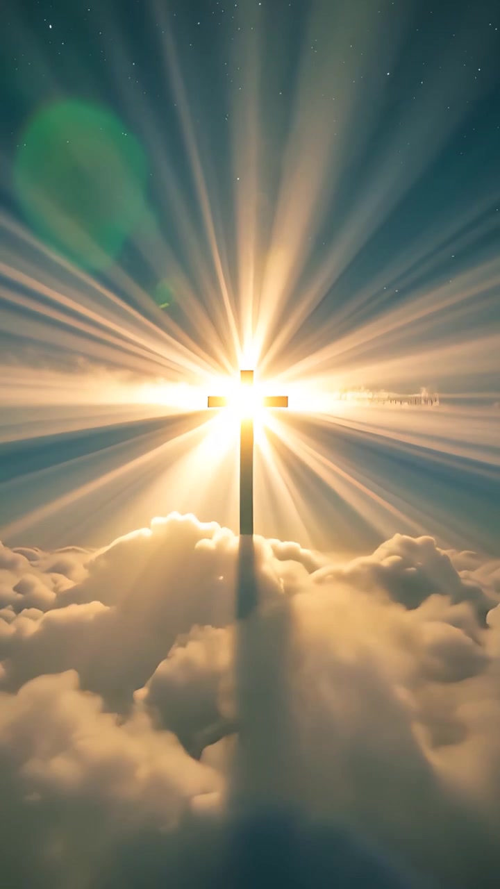 Sfondo per Adorazione 4K: Croce Cristiana e Luce Celeste