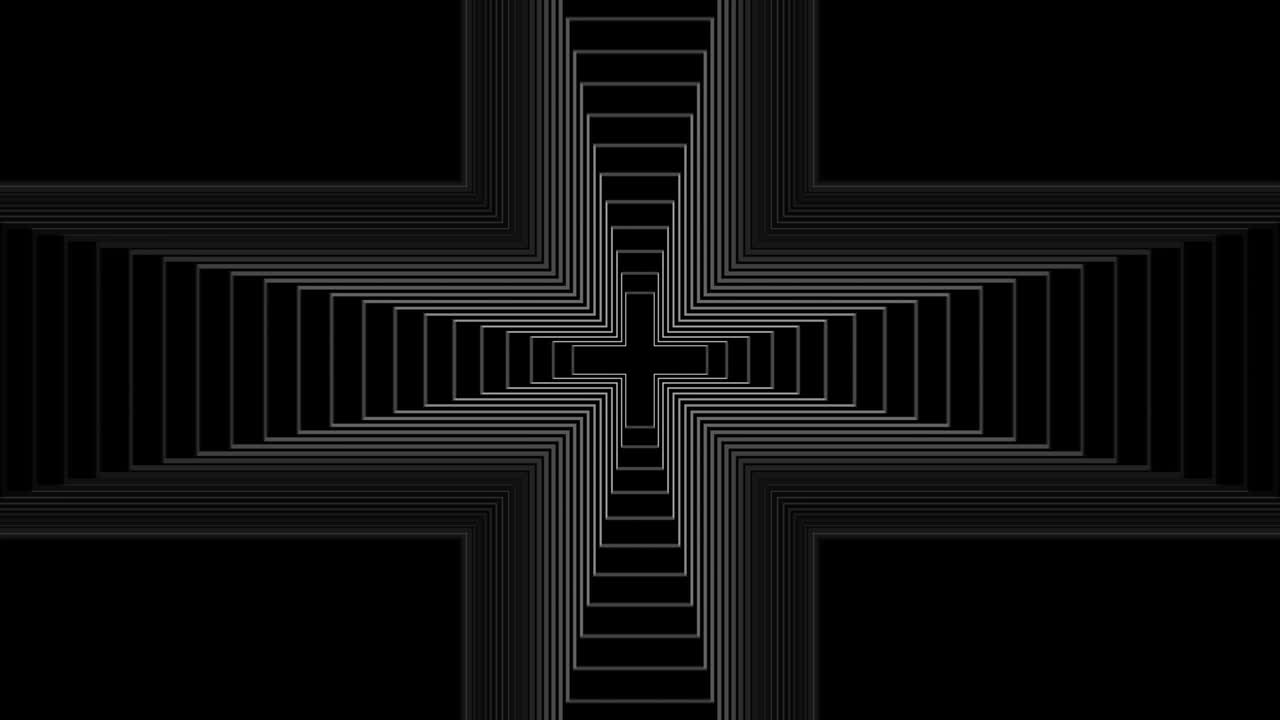 forma cruzada animada eco fx en fondo negro con canal luma 4k