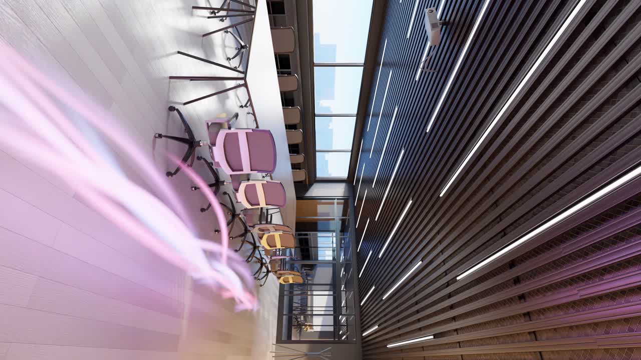 rendering 3d del flujo a través de la sala de conferencias moderna sala de reuniones