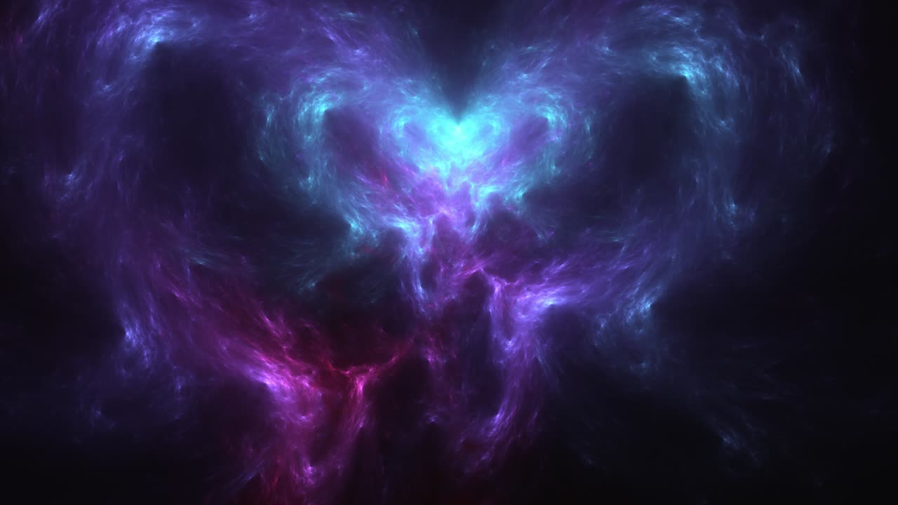 nebulosa frattale colorata e surreale nuvole spaziali, linee e forme astratte interessanti