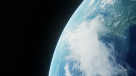 planet earth as seen from high in orbit, rotating below in an animated 4k 3d concept, with grunge, flares, film grain, lens flares, and bloom