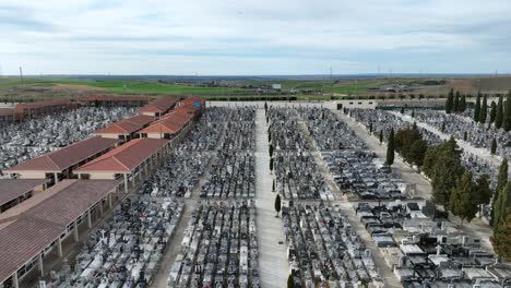 huge cemetery, aerial drone view