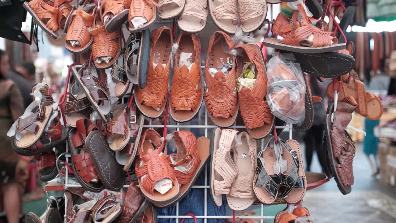 Hispanic sandals hanging on the rack