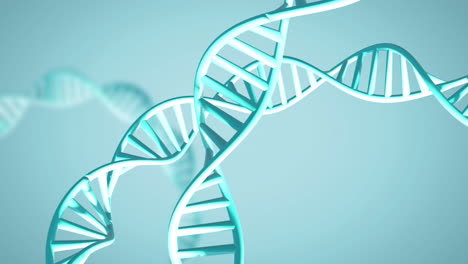 animation of dna strands spinning with copy space over green background