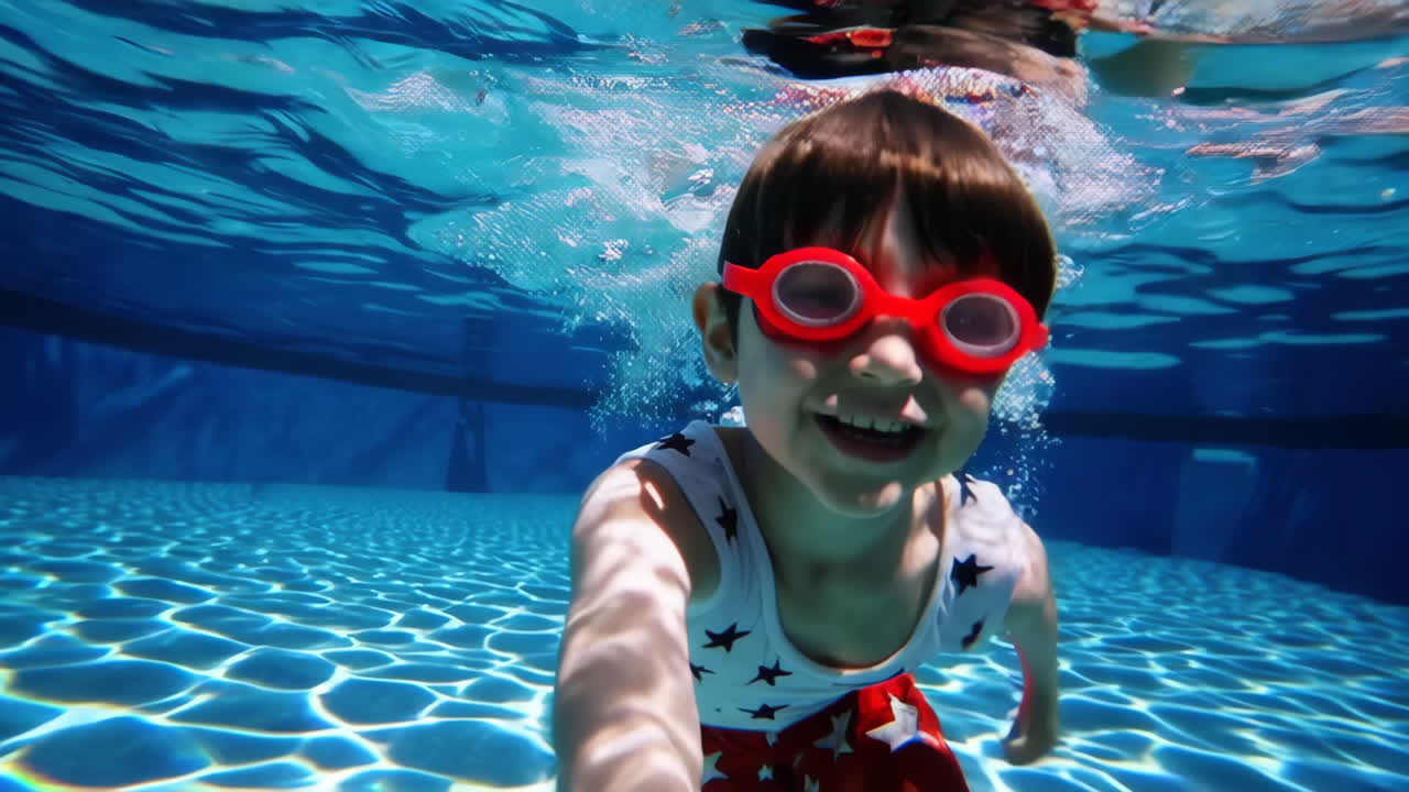 수영장 에서 물  에서 수영 하는 아이