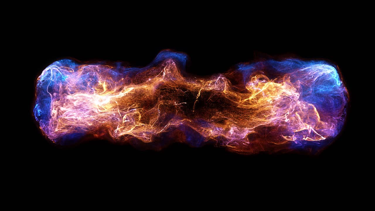 Esplosione astratta di energia al plasma incandescente su sfondo nero