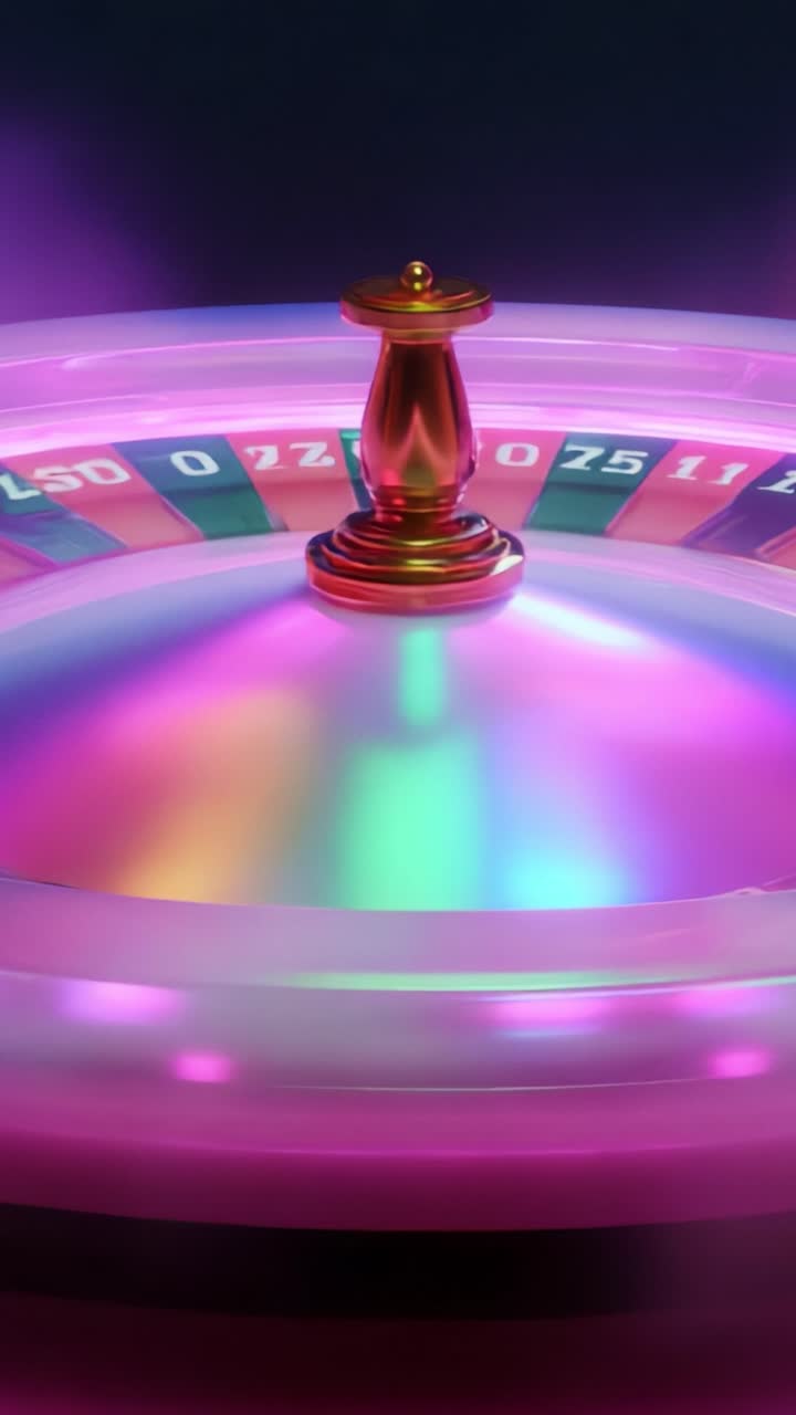 Una splendida immagine di una scintillante ruota della roulette illuminata da luci multicolore, che cattura l'eccitazione e il brivido del gioco d'azzardo al casinò e l'attesa della prossima grande vincita
