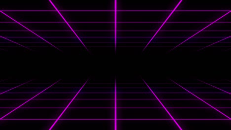 slowly moving into endless room with appearing neon purple glowing grid