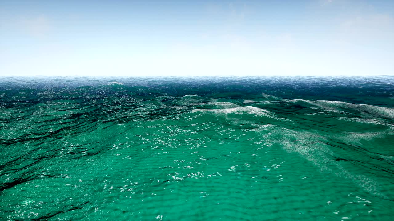 평온한 바다, 푸른 하늘 위를 날아다니는 없는 루프의 애니메이션