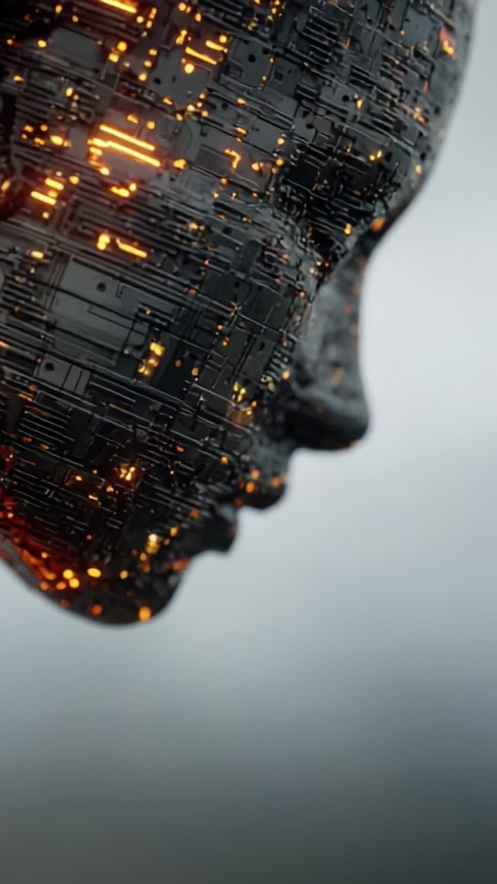 A captivating visual exploration of a cybernetic face, showcasing intricate circuitry and glowing elements that symbolize the fusion of technology and identity in a digital age