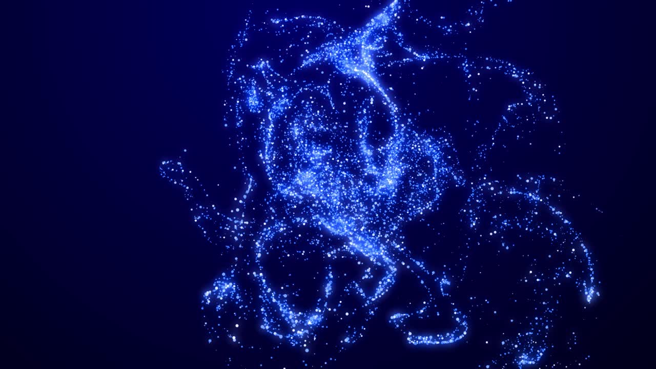 праздничные, например, голубые блески блестят и блещут, вращаясь в вязкой жидкости, красочно мерцая в свете. фон частиц 4k, как конфеты в масле. лумма мата как альфа-канал. 3d рендеринг.