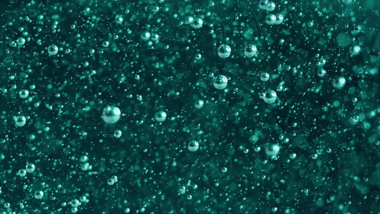 Abstract Teal Liquid with Floating Bubbles