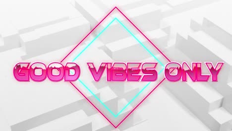 animation of good vibes only text over light trails on white background