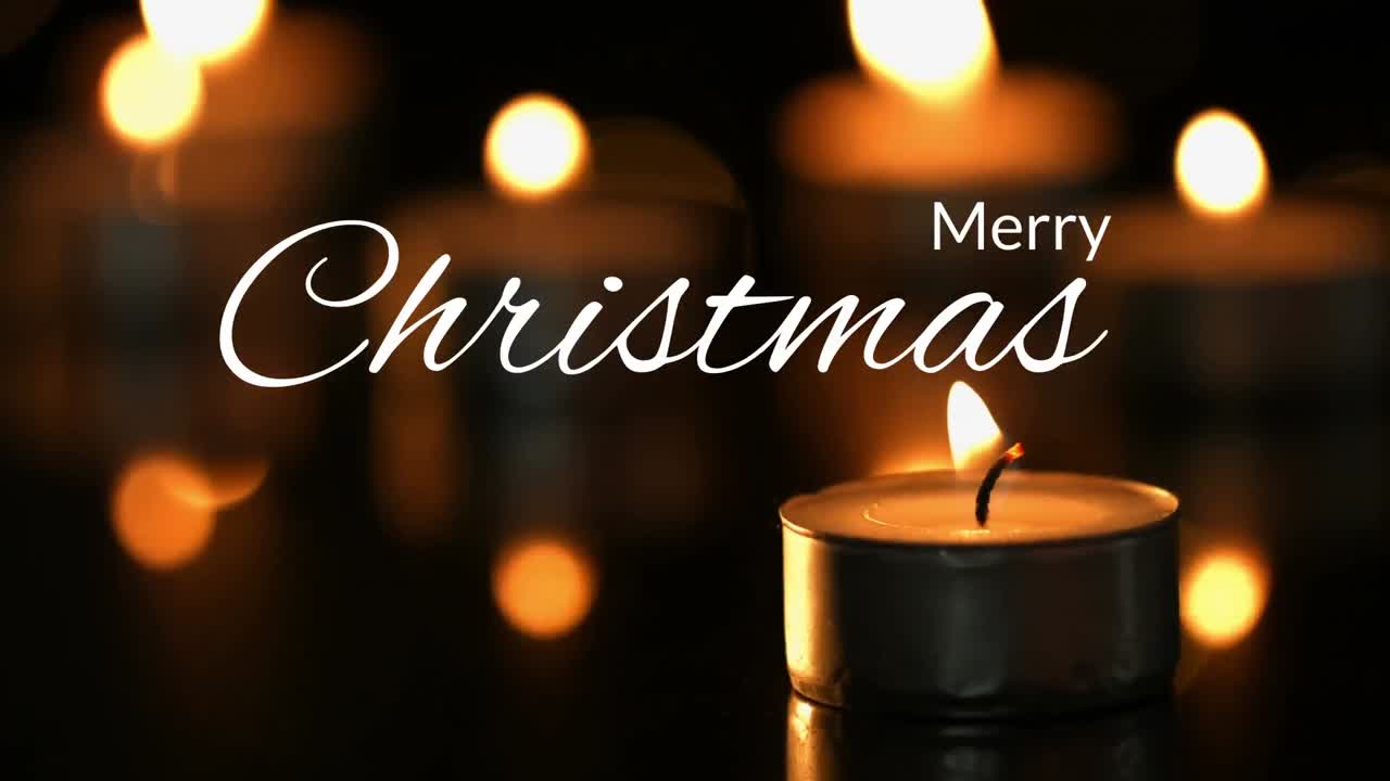 God jul-tekst og tente lys 4k
