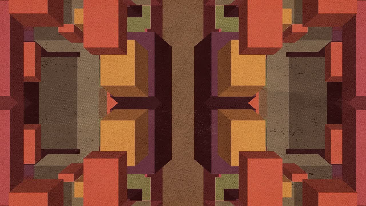 Padrão geométrico abstrato mudando e se transformando com cores retrô