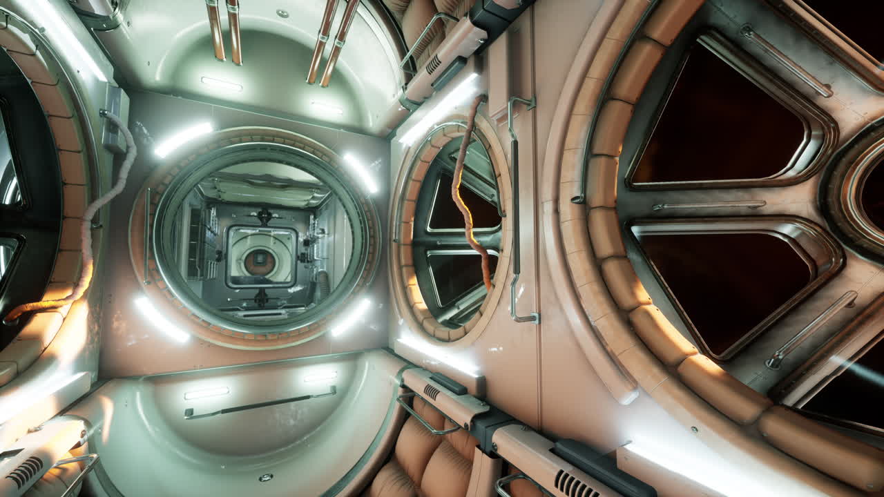 interior de la estación espacial internacional futurista