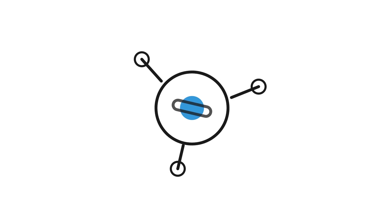 Animated Minimalist Graphic of a Planet Orbiting a Central Point