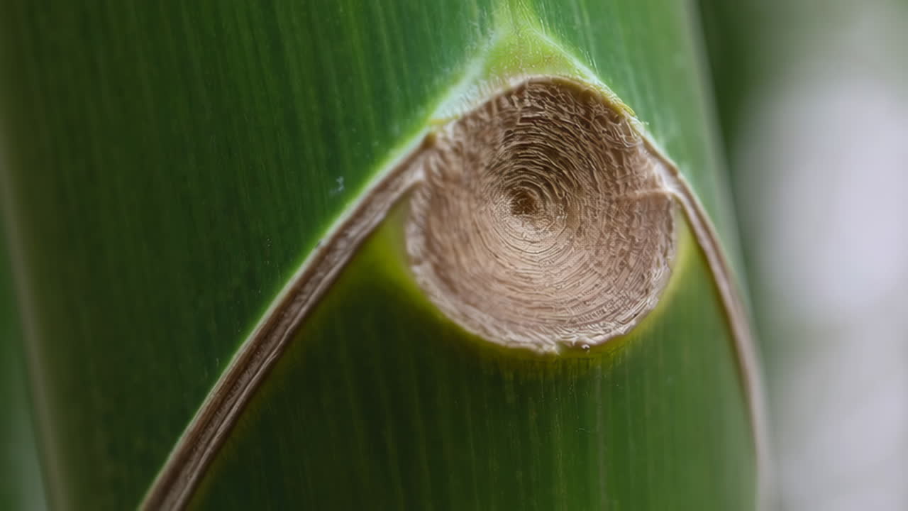 Close-up of Green Bamboo Stalk Node