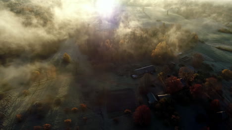 drone flying above the clouds at sunset