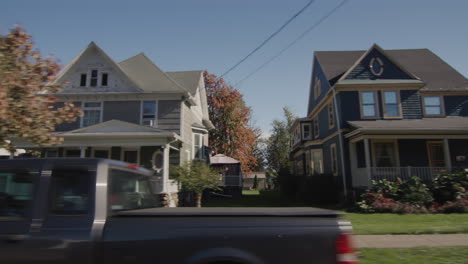 side window view of a typical american neighborhood