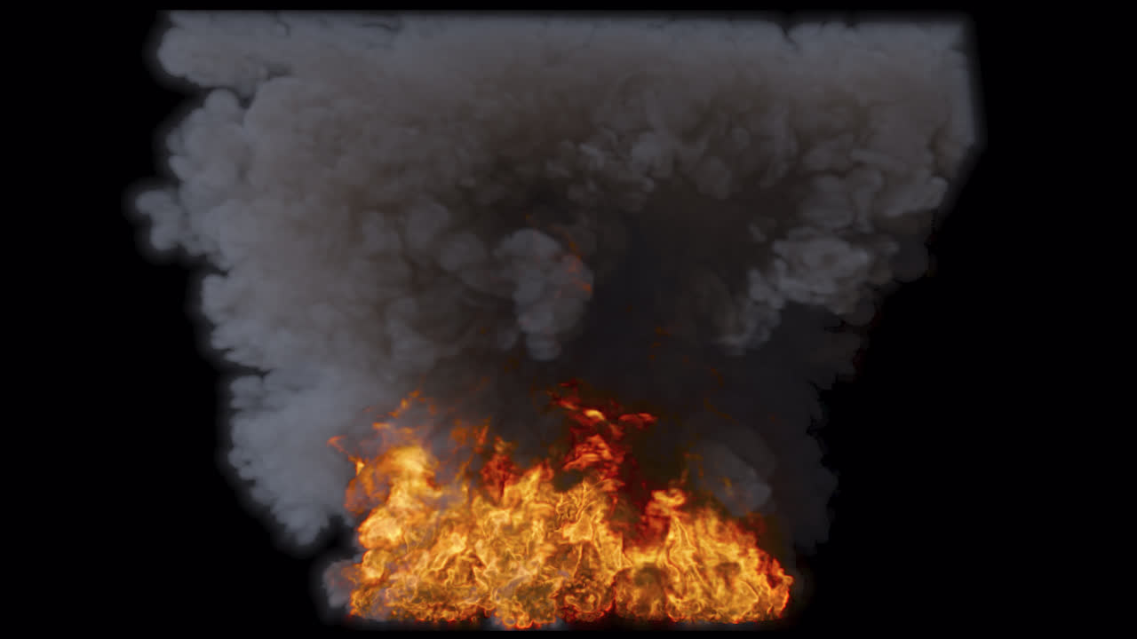 explosión fuego y humo