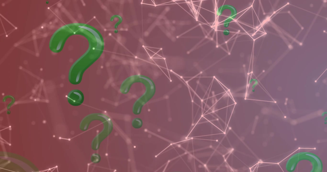 Animated Green Question Marks and Plexus Network Background