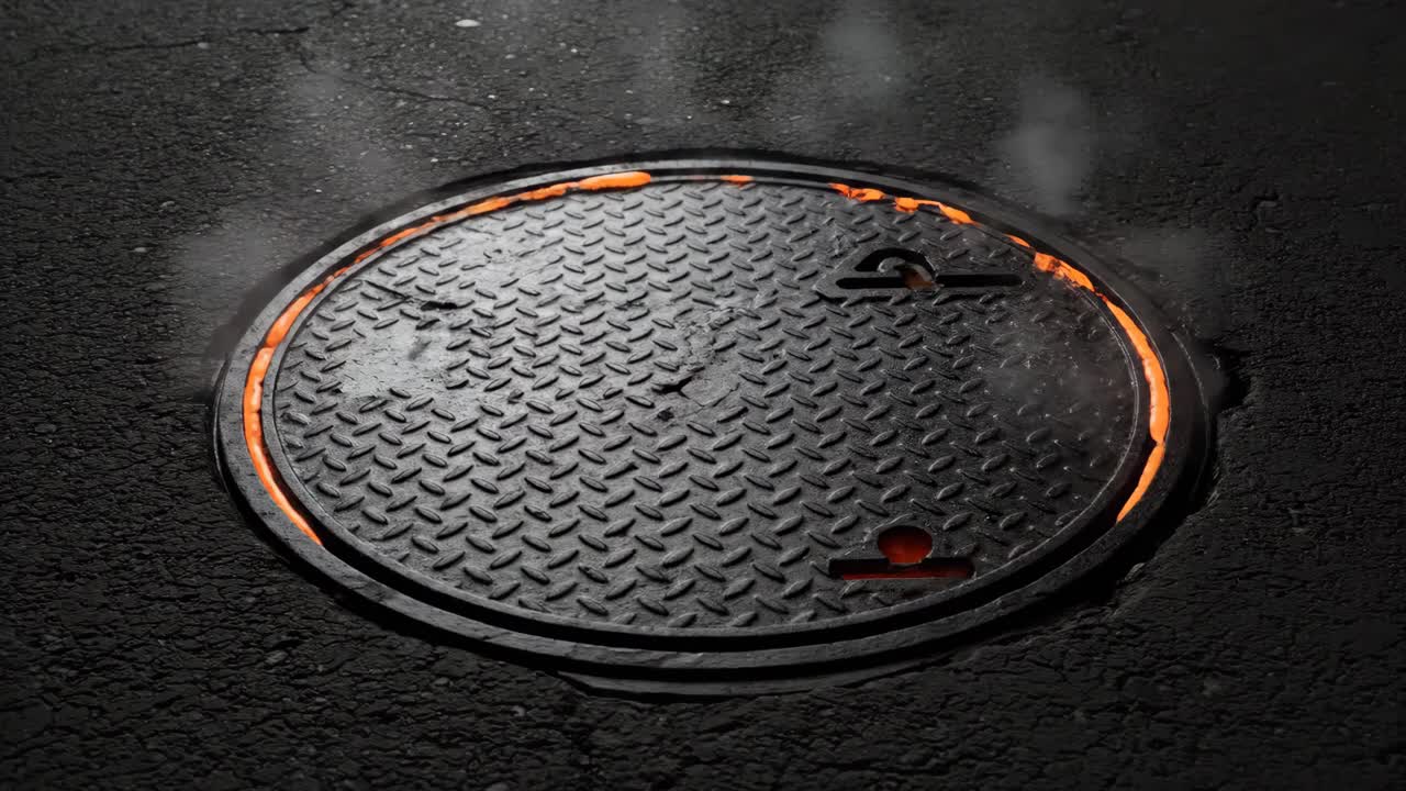 Manhole covers on a city street