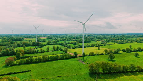 aerial view of wind turbine in the nature