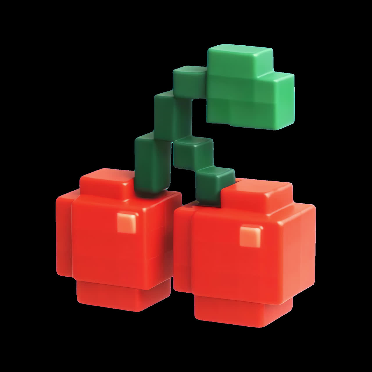 Colorful geometric fruit blocks animation isolated asset, transparent 4K video, alpha channel