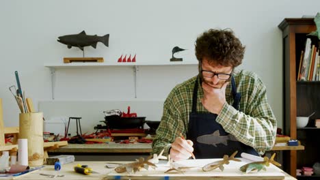 craftsman drawing a sculpture design 4k