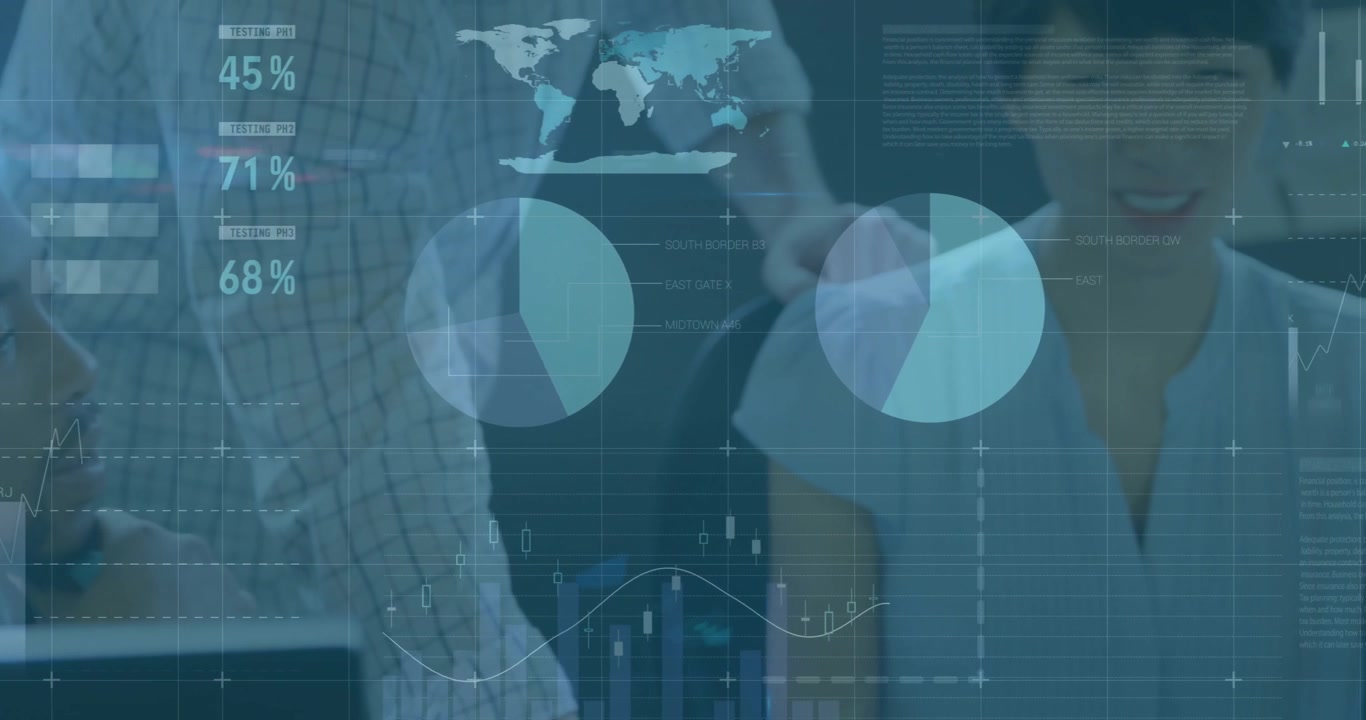 Senior manager entering screen and guiding female analyst for analyzing business charts and metrics