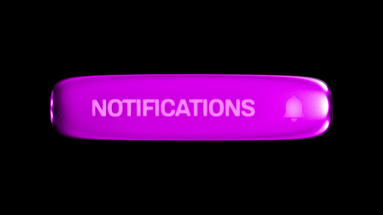 Glowing Purple Notifications Button Animation on Black Background