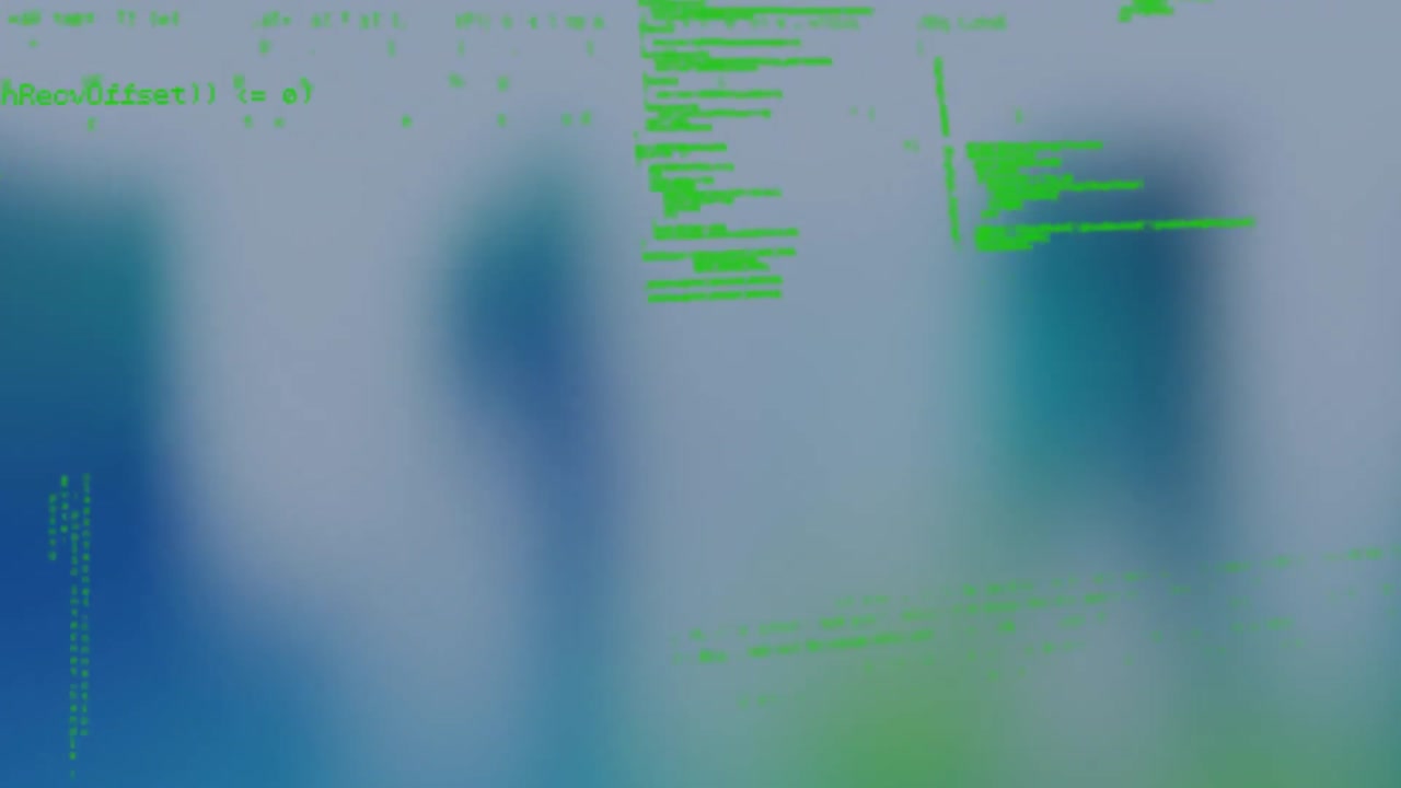 Animation of data processing over out of focus background