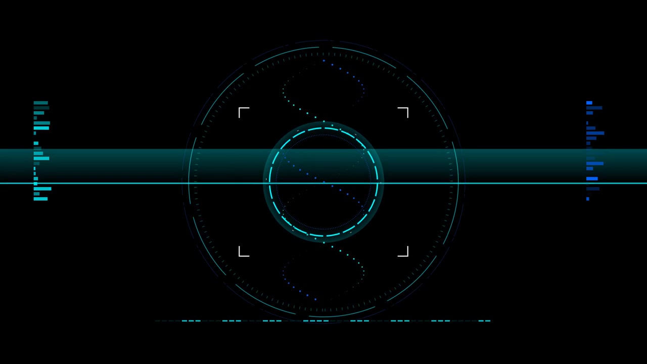 Futuristinen digitaalinen HUD-käyttöliittymä pyörivällä DNA-kaksoiskierteellä
