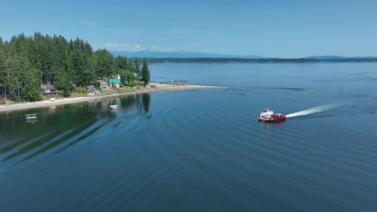 vista aérea de la isla de herron ferry privado haciendo su cruce horario