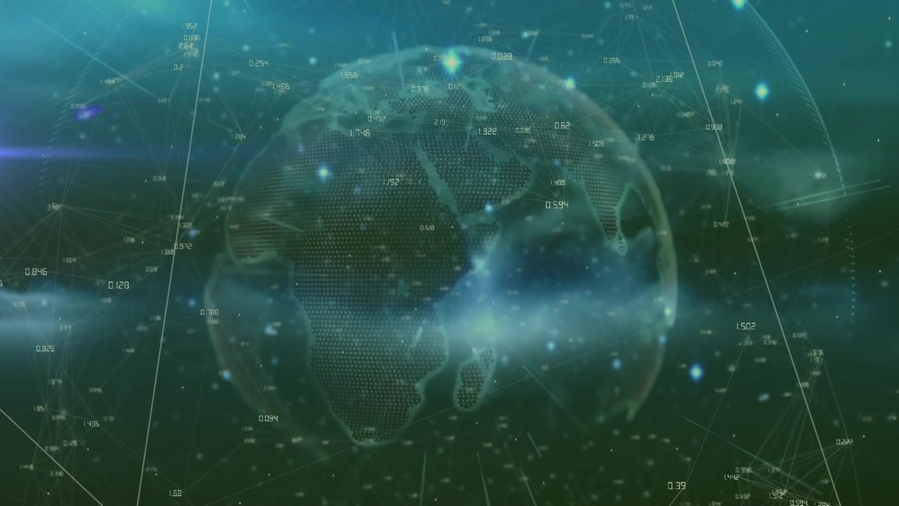 Digital Earth Globe with Network Connections and Data Points
