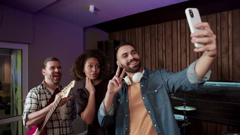 musical group in the studio