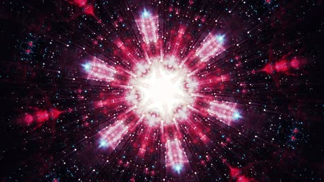 abstract vj loop fractal red motion star shape kaleidoscope mandala graphics design on black background. fantasy illuminate spectrum lights for vj dj stage light. 4k 3d seamless loop motion graphics.