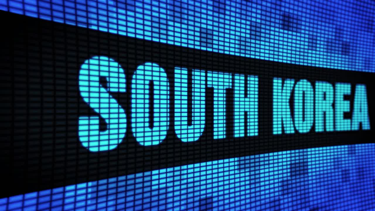 South Korea displayed on a digital screen