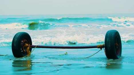 boat launching wheels on the beach of kuakata, bangladesh