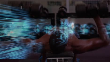 animation of data processing over strong man exercising