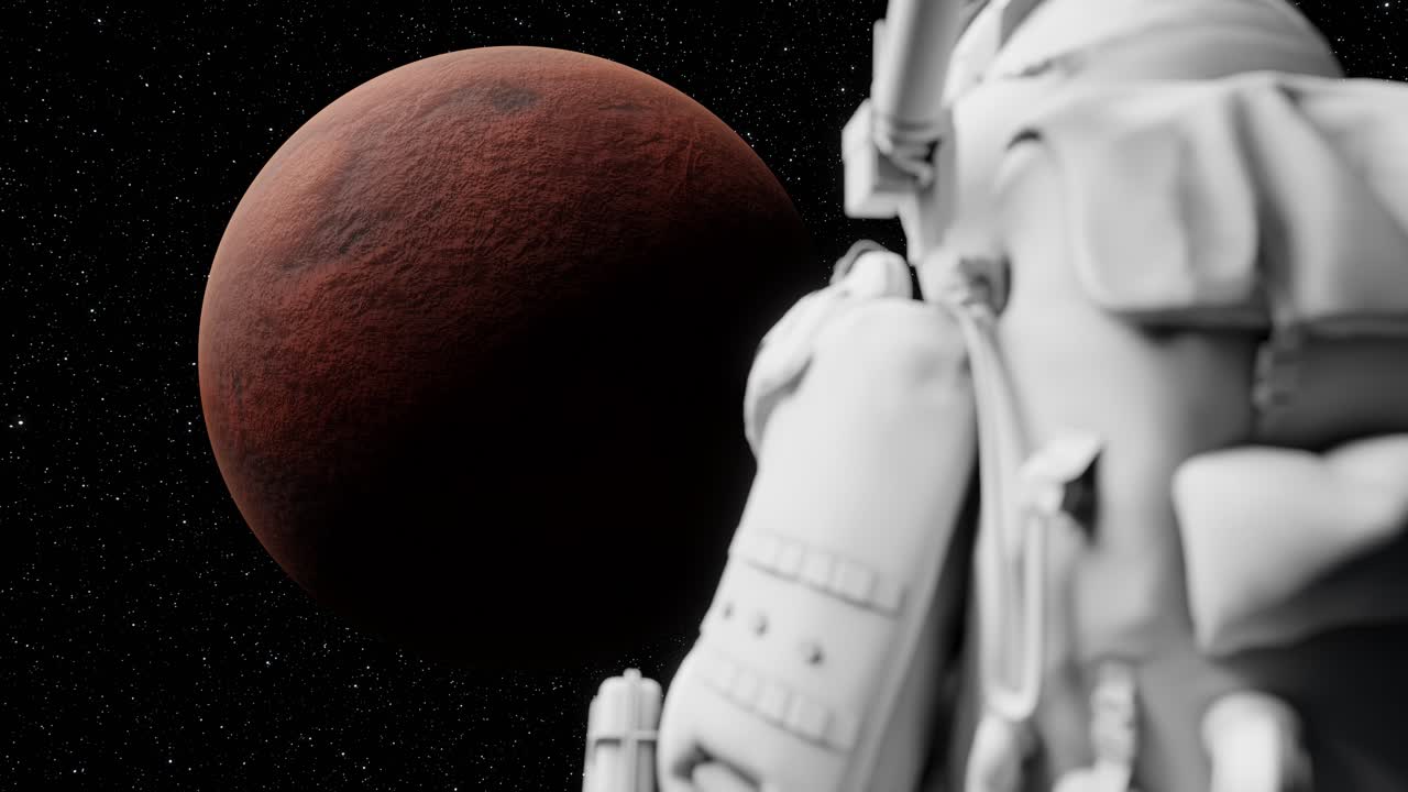 Astronaut observerer Mars under rumvandringsmission
