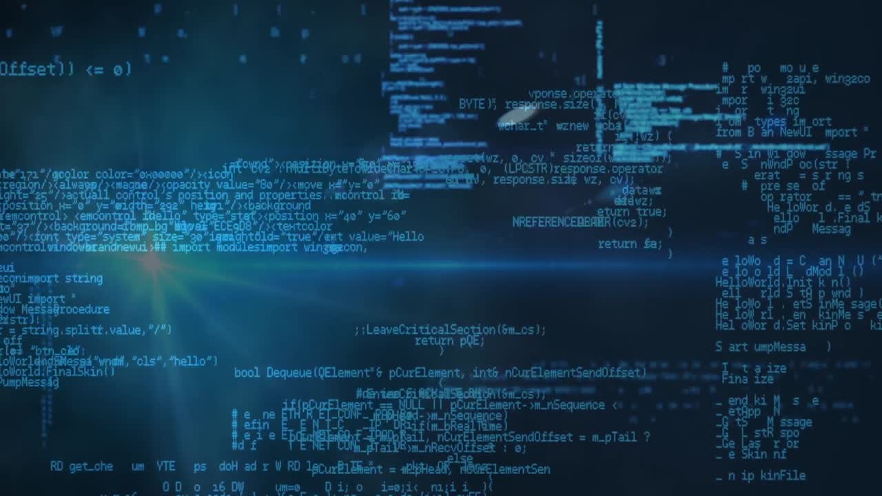 Animation of data processing on blue background