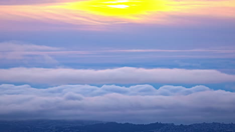 dreamy cloud timelapse with golden sun behing them